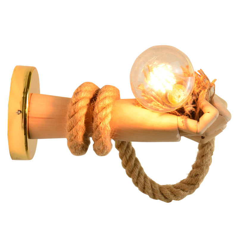 Nordic Wood Art Bedside Wall Lamp Led European Creative Indoor Wall Lamp