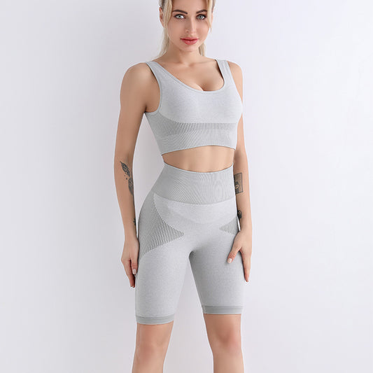 short tight Sports Bra Workout Clothes Set