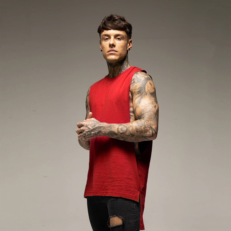 Summer Big Split Loose Type Sports Fitness Vest Men