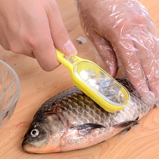 fish Plastic Scale Scraping  Scraper Kitchen Gadget With Lid