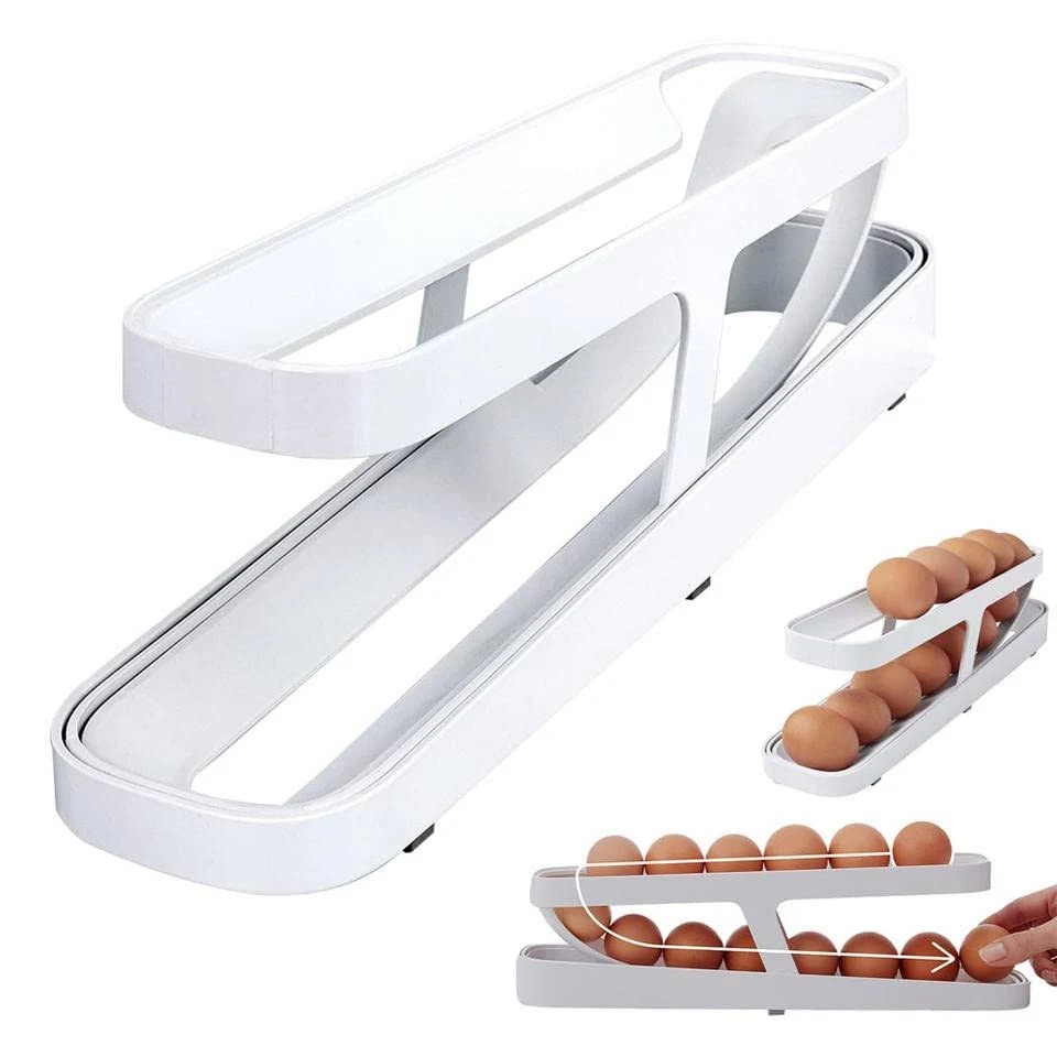 Automatic Scrolling Egg Rack Holder Storage Box Egg Basket Container Organizer Egg Dispenser For Kitchen Gadgets