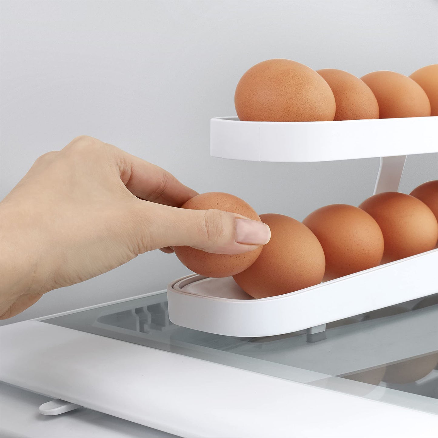 Automatic Scrolling Egg Rack Holder Storage Box Egg Basket Container Organizer Egg Dispenser For Kitchen Gadgets