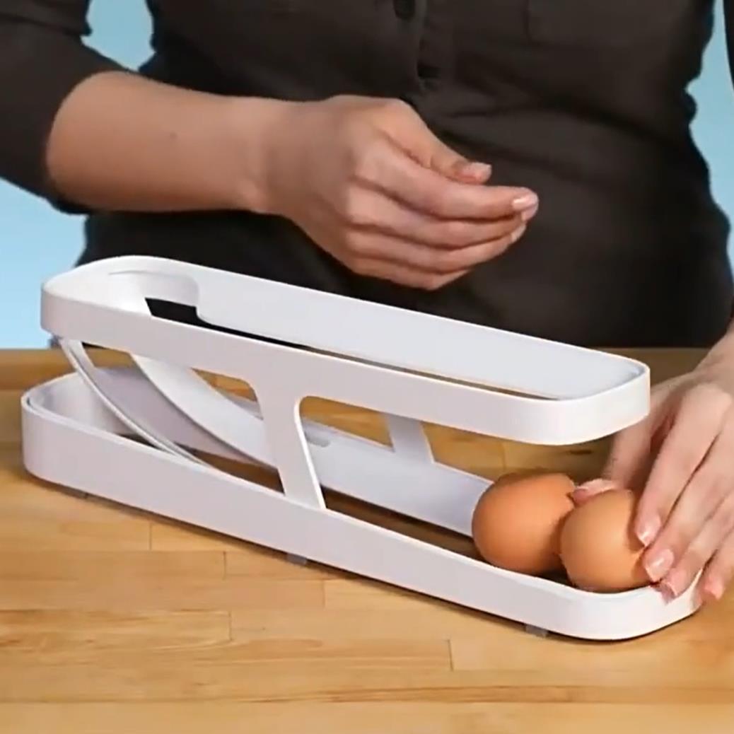 Automatic Scrolling Egg Rack Holder Storage Box Egg Basket Container Organizer Egg Dispenser For Kitchen Gadgets