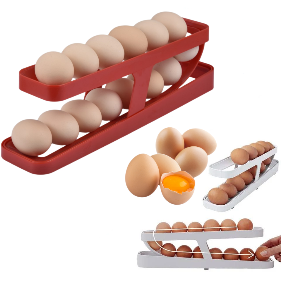 Automatic Scrolling Egg Rack Holder Storage Box Egg Basket Container Organizer Egg Dispenser For Kitchen Gadgets