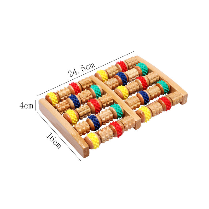Wood Six Row Large Roller Foot Acupoint Hand Massage Foot Massager