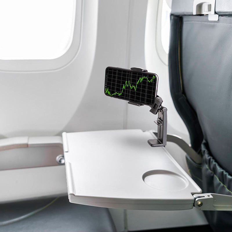 Universal in Flight Airplane Phone Holder Mount. Handsfree Phone Holder for Desk Tray with Multi-Directional Dual 360 Degree Rotation. Pocket Size