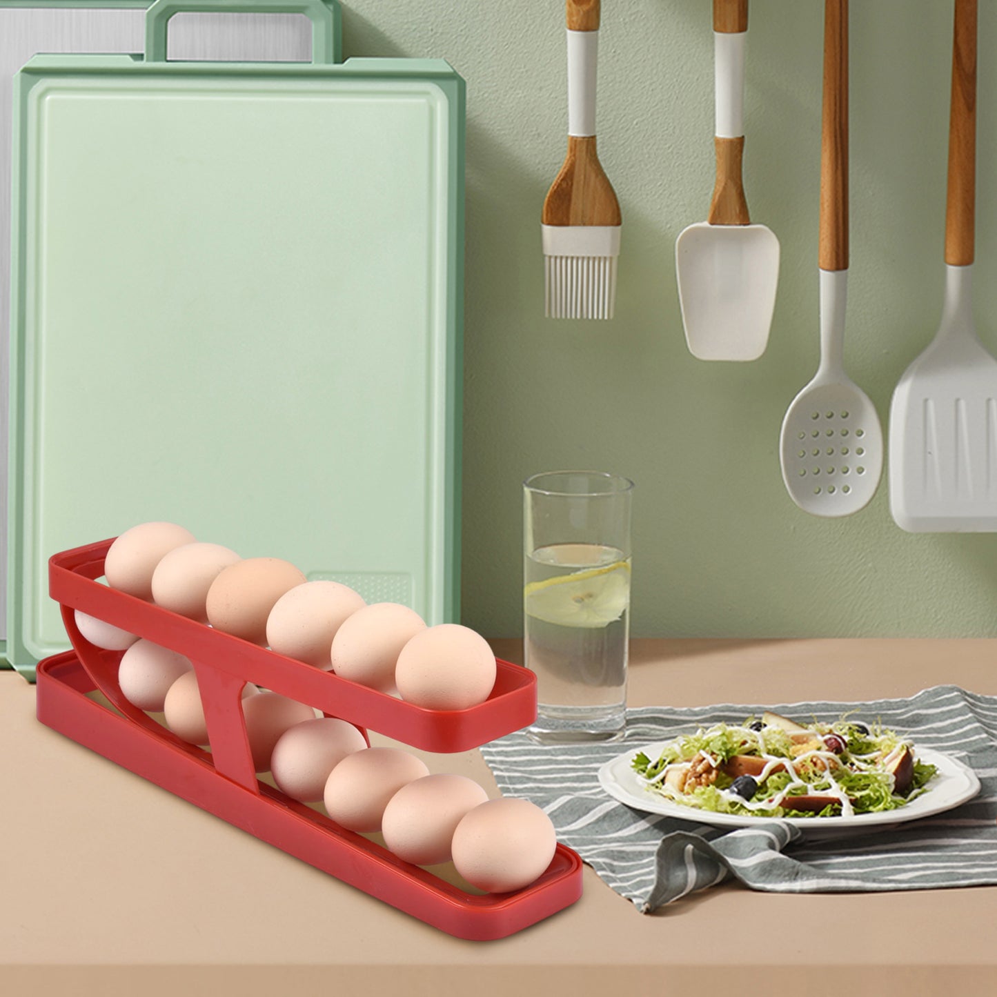 Automatic Scrolling Egg Rack Holder Storage Box Egg Basket Container Organizer Egg Dispenser For Kitchen Gadgets